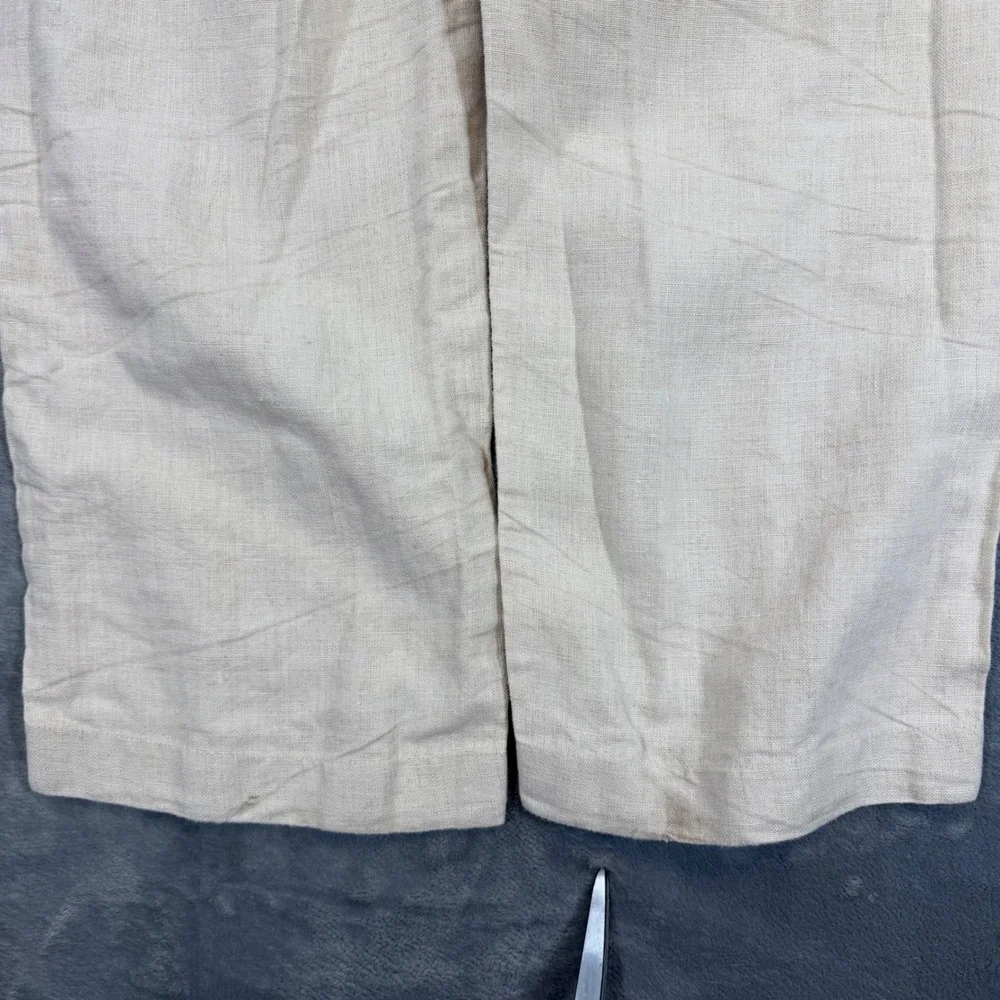 Island Importer Straight Leg Linen Pants Men's Size 27x30 Cream Beach Relaxed